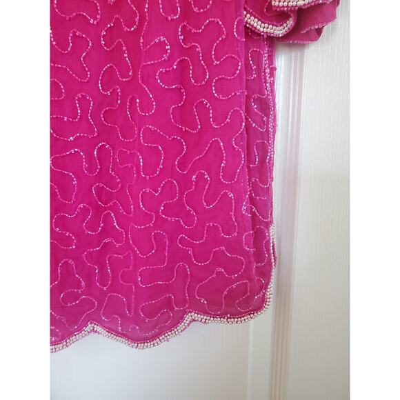 Vintage Mark & John II Silk Intricately Beaded Sequined Blouse India, Size XL - Picture 12 of 13